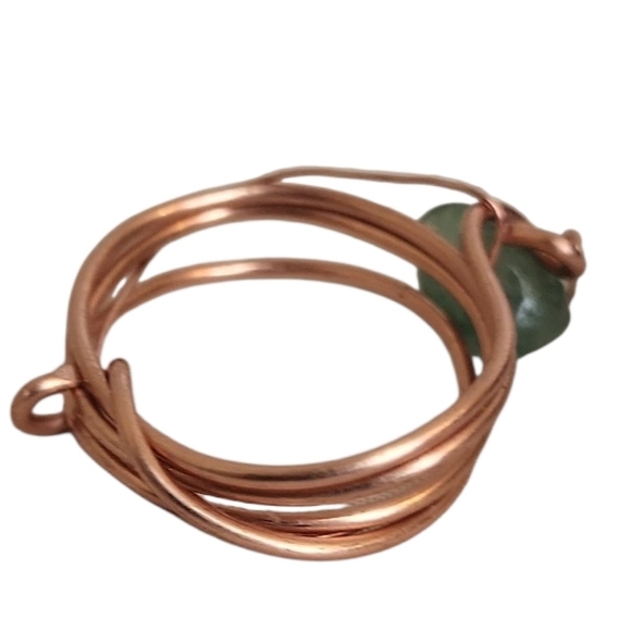 Handmade Copper Wire Wrapped Green Aventurine Ring - Picture 6 of 6